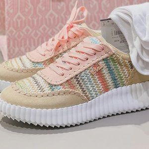 LASTRADA White Leather Trim Chunky Sneakers shoes  492T0